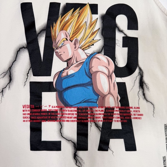 Vanquish X Dragonball Z Vegeta Mens Ivory Work Out Athletic Stringer Tank Top M - Picture 5 of 12